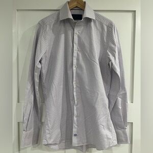 David Donahue Purple Plaid Slim Fit Shirt 15.5 34/35